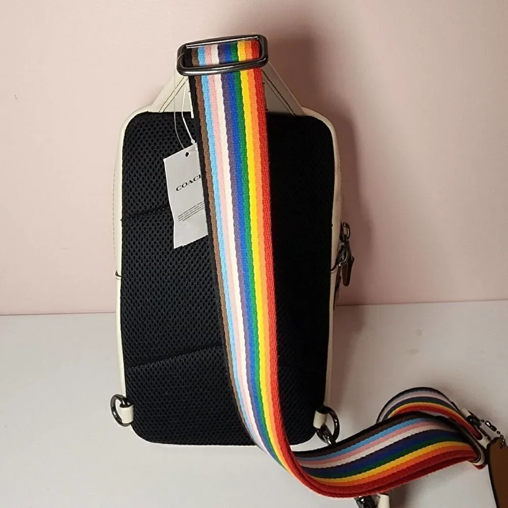 NWT Coach CJ581 MEN'S Sullivan Pack In Rainbow Signature Canvas